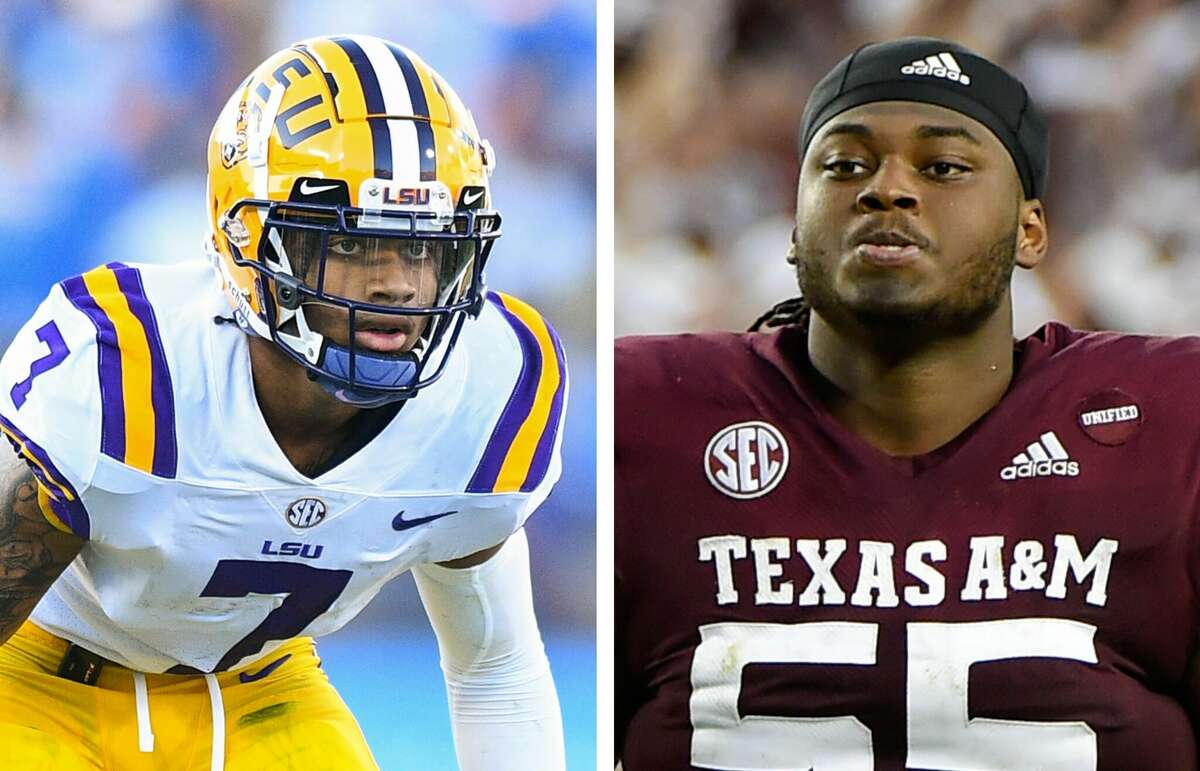 NFL.com's Lance Zierlein anticipates the Texans taking LSU cornerback Derek Stingley (left) and Texas A&M offensive guard Kenyon Green in the first round.