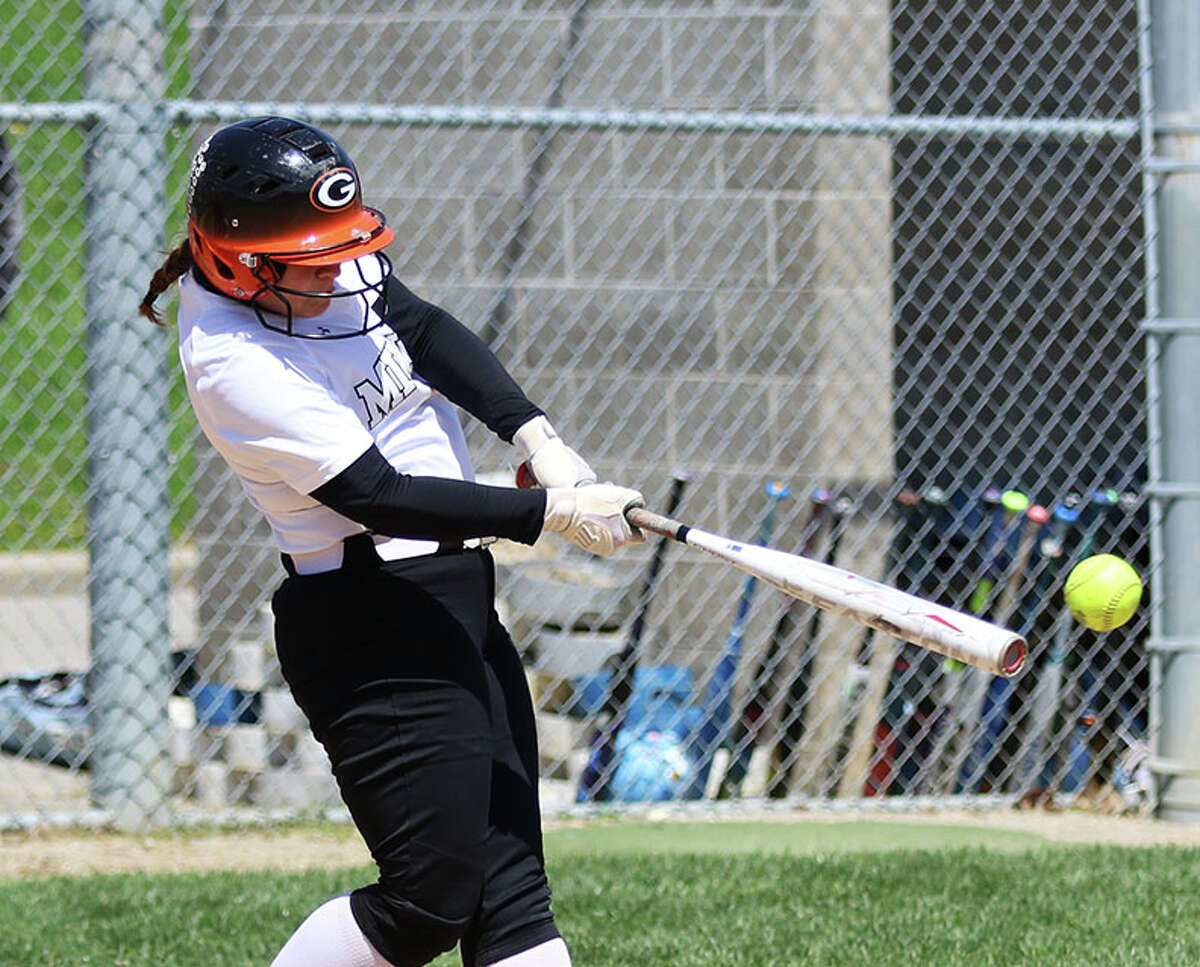 Gillespie's Chloe Segarra, shown getting a hit in a game earlier this season, had a double and scored the game-winning run against Carlinville on Wednesday.