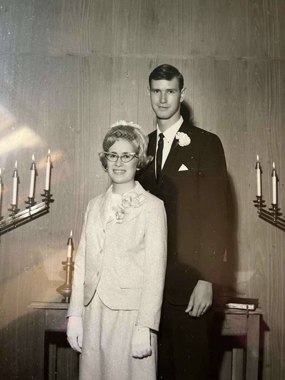 Roger and Judy Hill at their wedding.