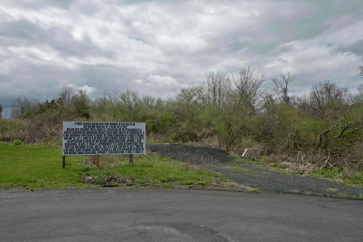 A developer is seeking zoning changes on 222 acres in the area of Early View Lane to build 26 houses. Wednesday, April 27, 2022, New Milford, Conn