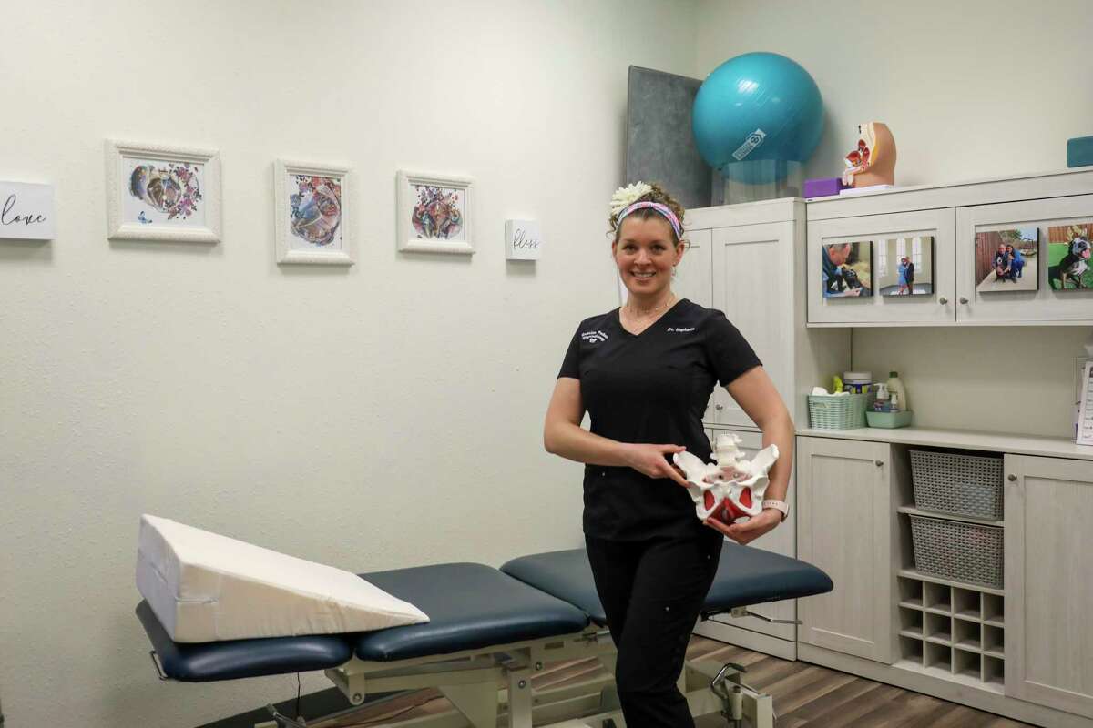 Physical therapist Stephanie Oscilowski poses for a portrait in her practice, Inertia Pelvic Physiotherapy on Thursday, April 28, 2022, at the 3322 N Midkiff Road. Jacy Lewis/Reporter-Telegram