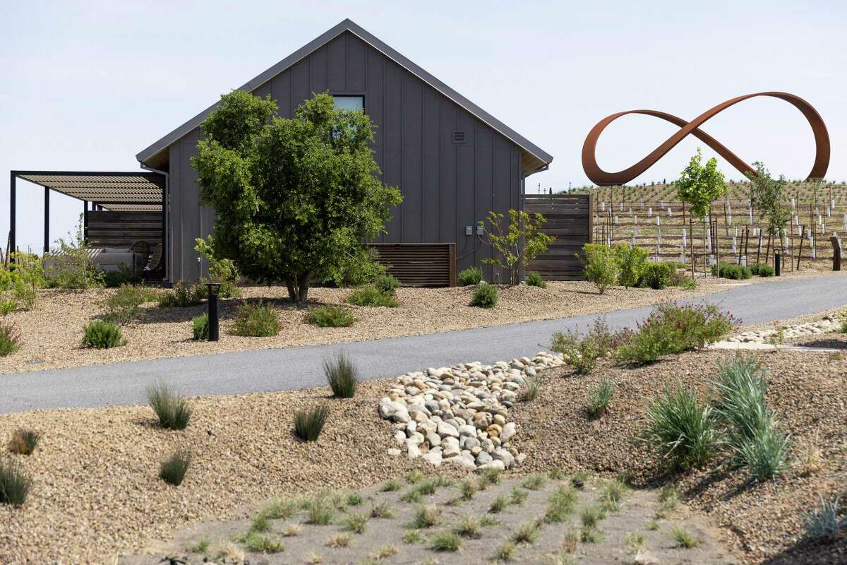 An infinity sculpture sits near guest rooms at Stanly Ranch in Napa.