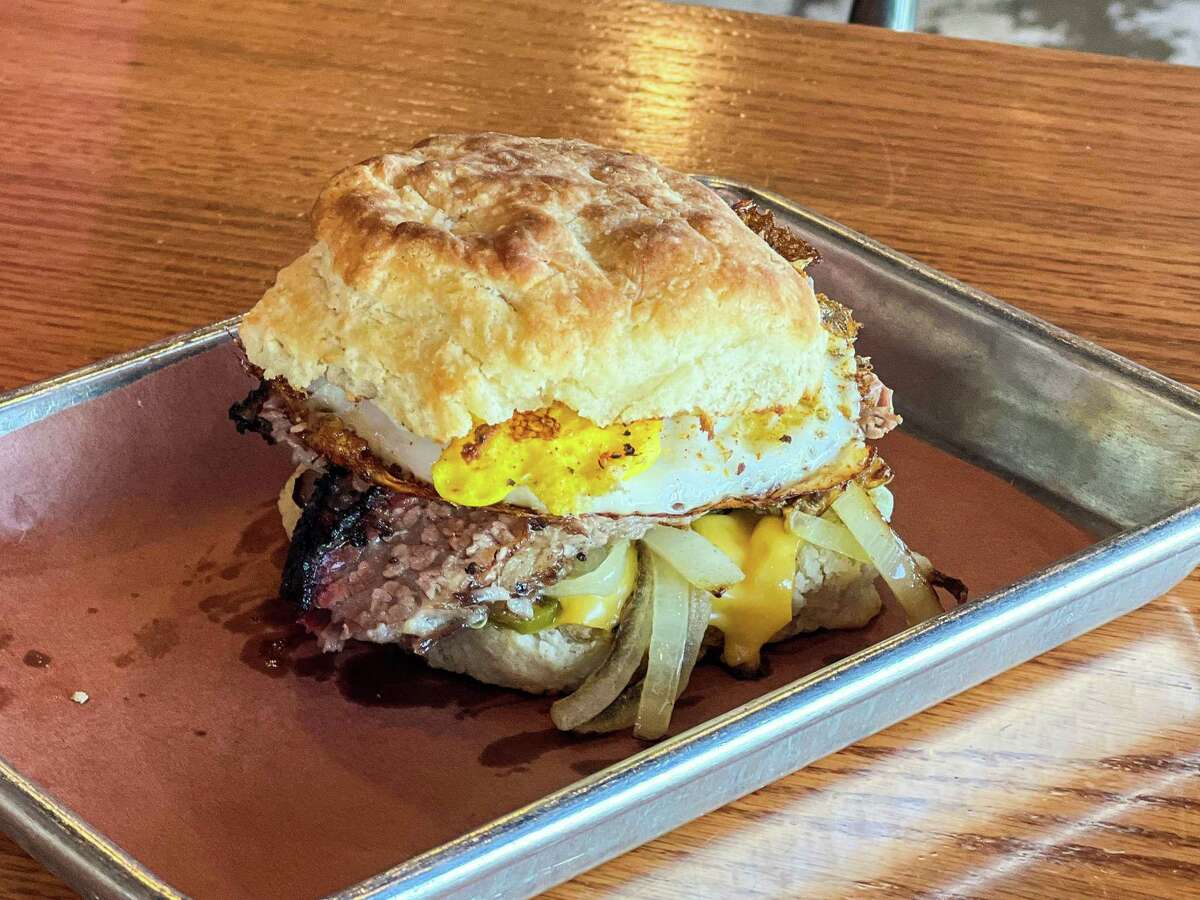 The Brisket Biscuit at Gatlin’s BBQ which has expanded its offerings with a new breakfast menu.