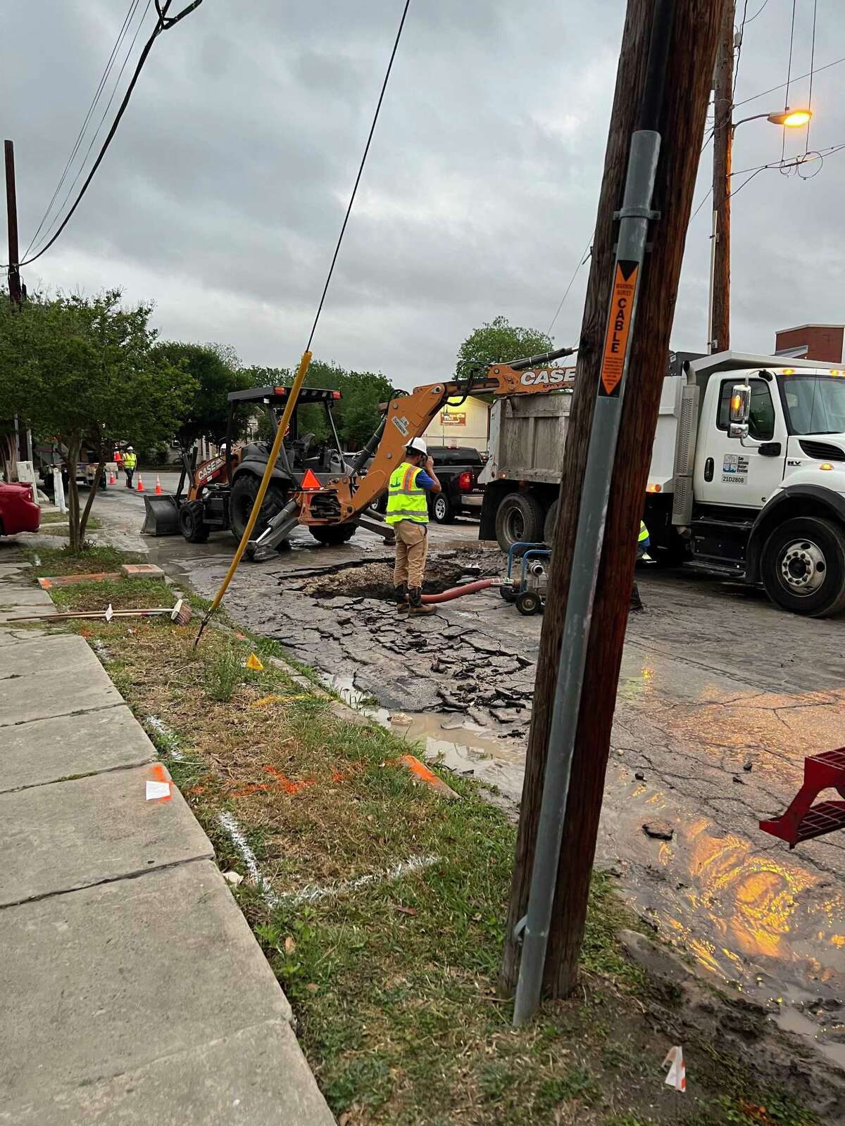 A repair crew from the San Antonio Water System, led by David Sandoval, was extra motivated to repair a water main break in the King William District so that Courtney Morris could have water to fill a birthing tub for the delivery of her second child.