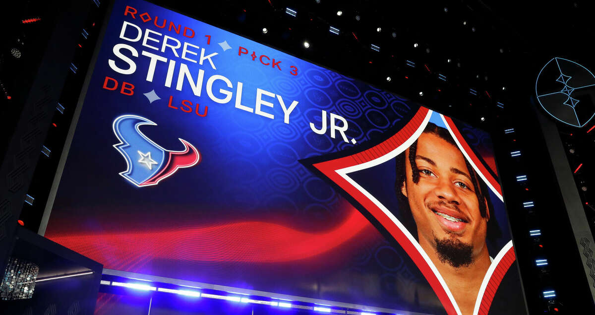 Derek Stingley Jr., LSU, is selected as the overall number three draft pick by the Houston Texans during the NFL Draft on April 28, 2022 in Las Vegas, Nevada. (Photo by Jeff Speer/Icon Sportswire via Getty Images)