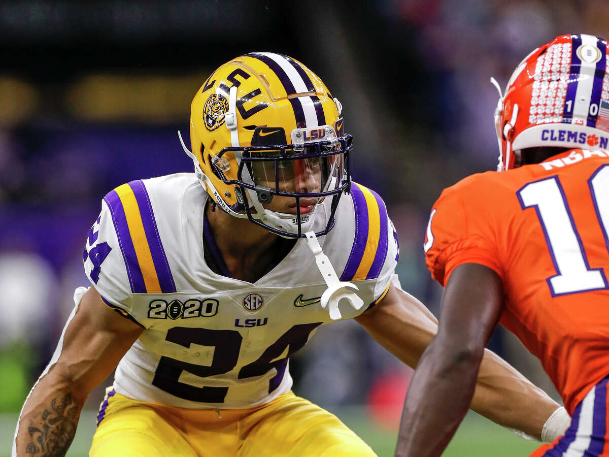Freshman cornerback Derek Stingley Jr., of the LSU Tigers during the College Football Playoff National Championship game against the Clemson Tigers at the Mercedes-Benz Superdome on January 13, 2020 in New Orleans, Louisiana.
