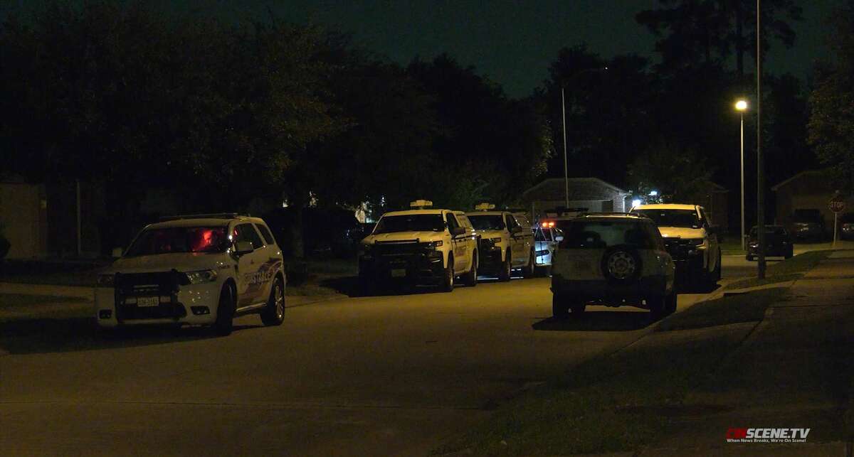 Harris County Sheriff's Office homicide investigators investigate the fatal shooting of a 16-year-old girl at a home in Humble on April 29, 2022.