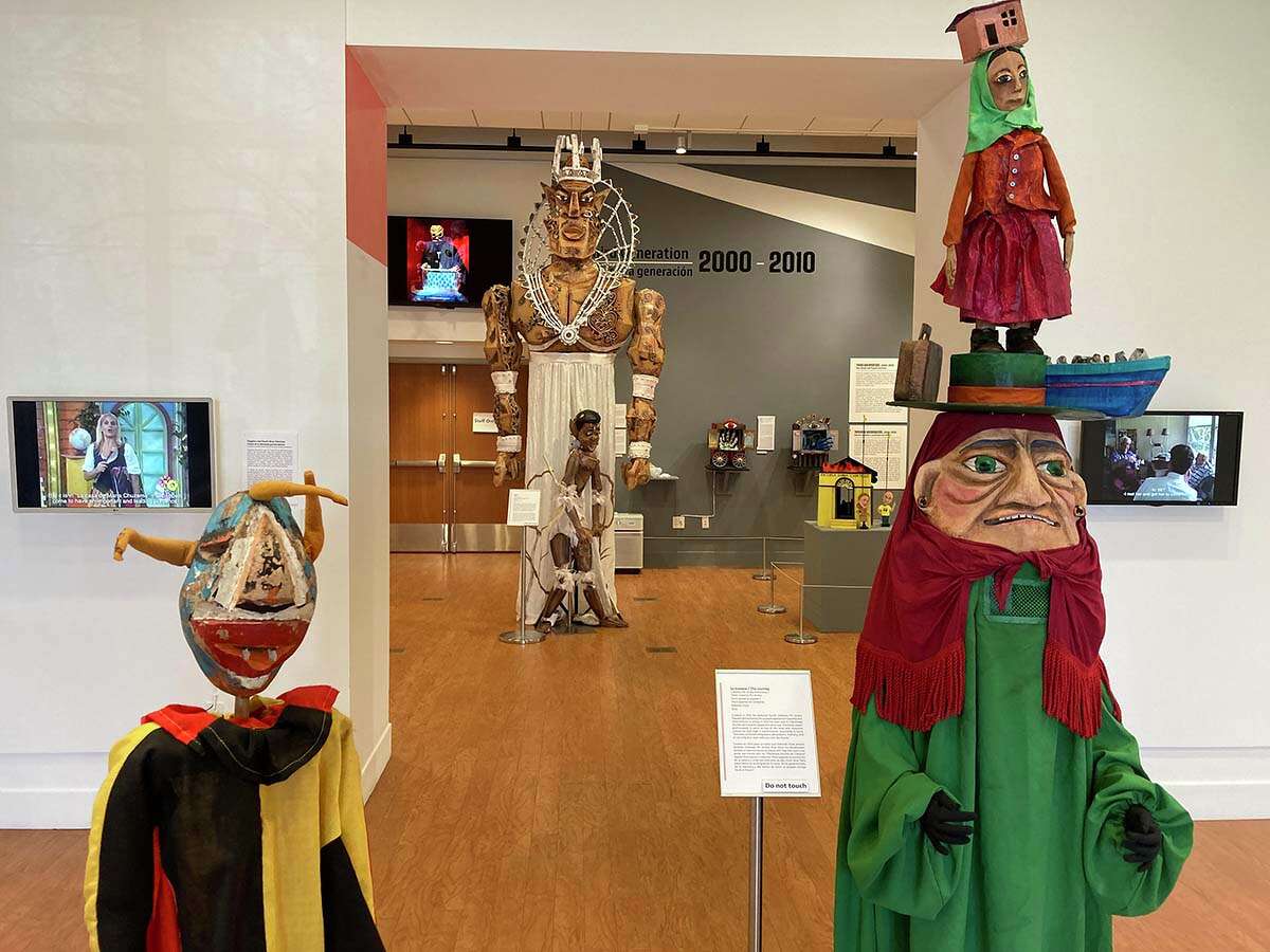 The puppets on display in the "Hecho en Puerto Rico" exhibition at the Ballard Institute and Museum of Puppetry range in date from 1960 to the present, and reflect a variety of styles, artistic media, and purposes.