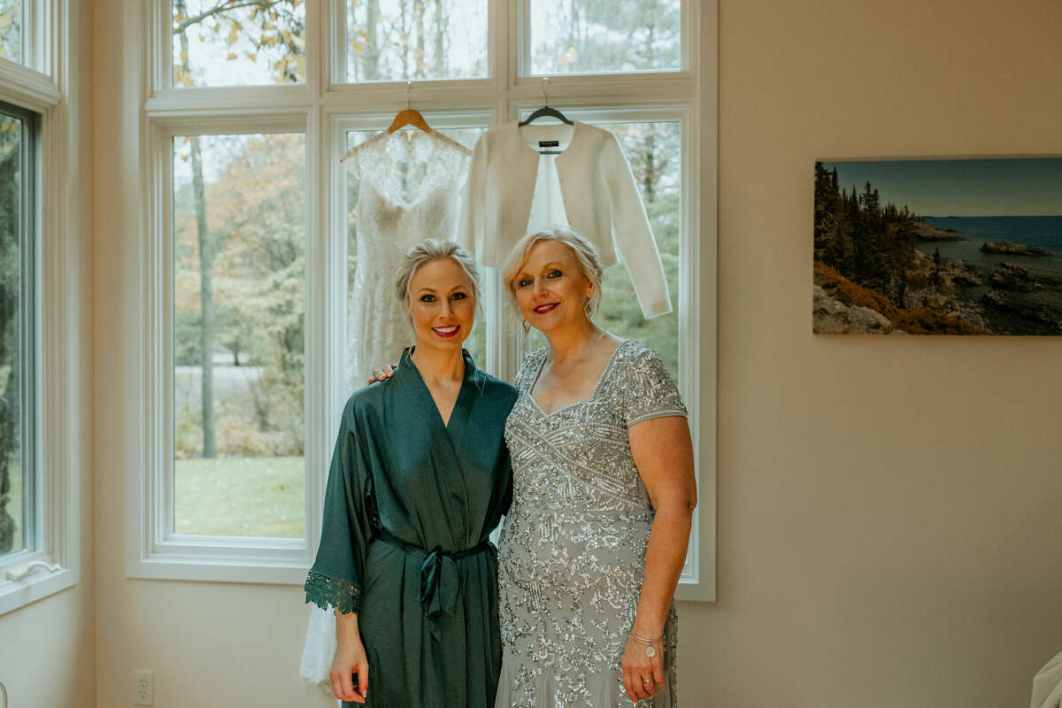 Megan Crockett is pictured on her wedding day with her mother.