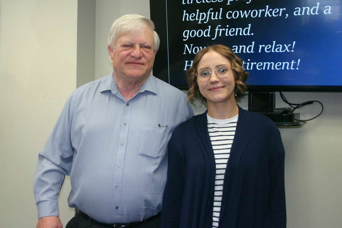 Mecosta Osceola Transportation Authority executive director Michael Tillman, left, was honored for his 17 years of service to the organization this week. Operations manager Staci Hitts, right, will take over as executive director after Tillman retires May 15.