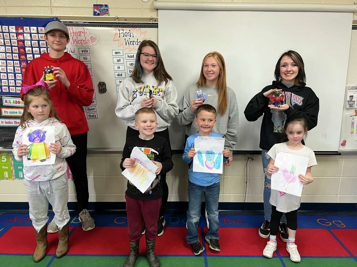 Evart Public Schools art teacher Andrea Mason-Schneider recently created a project for her high school students to connect with their younger counterparts through unique handmade ceramic pieces inspired by drawings done by the younger students. 
