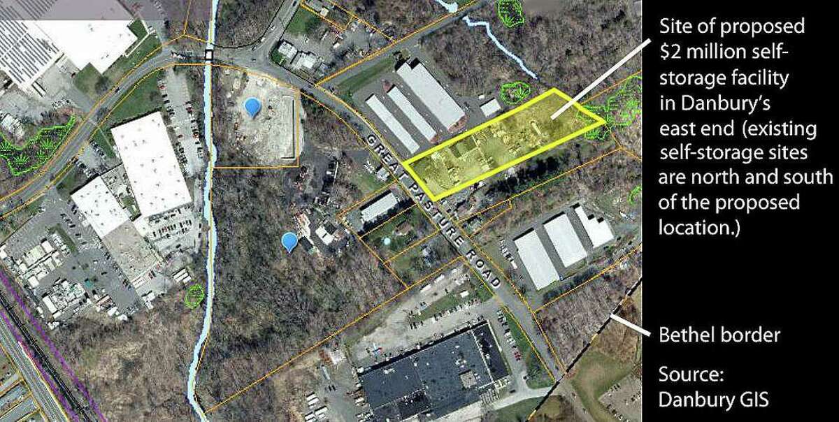 The site of a proposed self-storage facility in Danbury near the Bethel border.