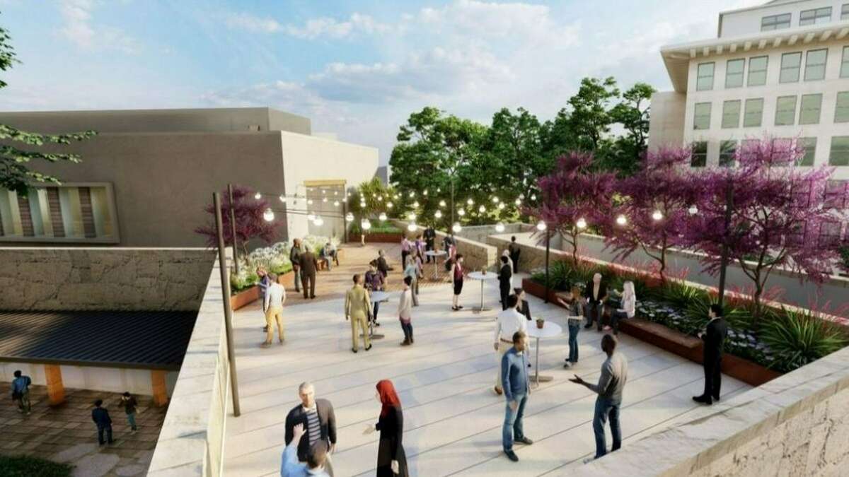 The Exhibition Hall and Collections Building will have a terrace that overlooks the Alamo Gardens.