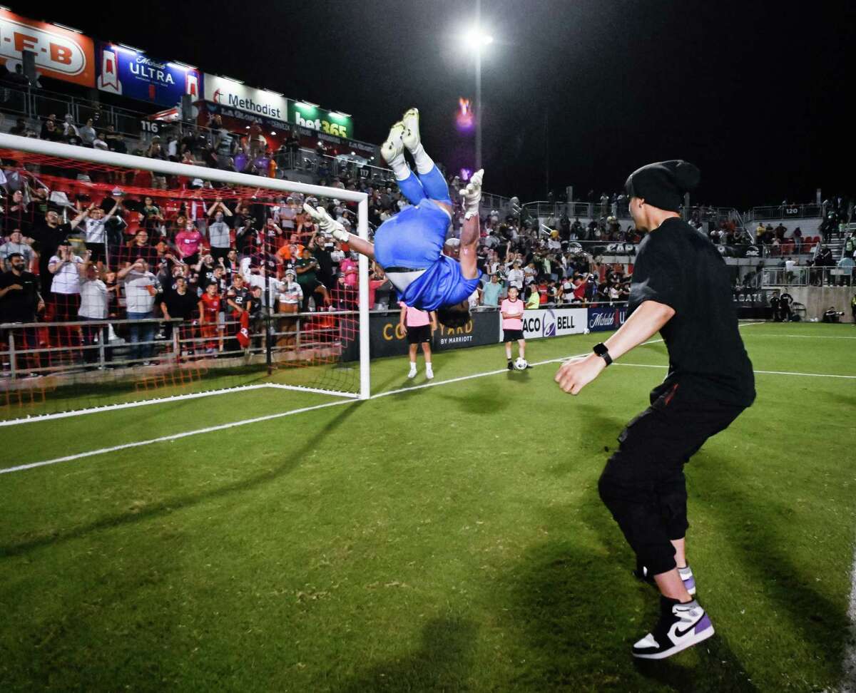 Austin FC plays San Antonio FC during a Lamar Hunt US Open Cup soccer match, Wednesday, April 20, 2022, at Toyota Field in San Antonio, Texas. San Antonio won 2-1 in overtime. (Darren Abate/USL Championship)