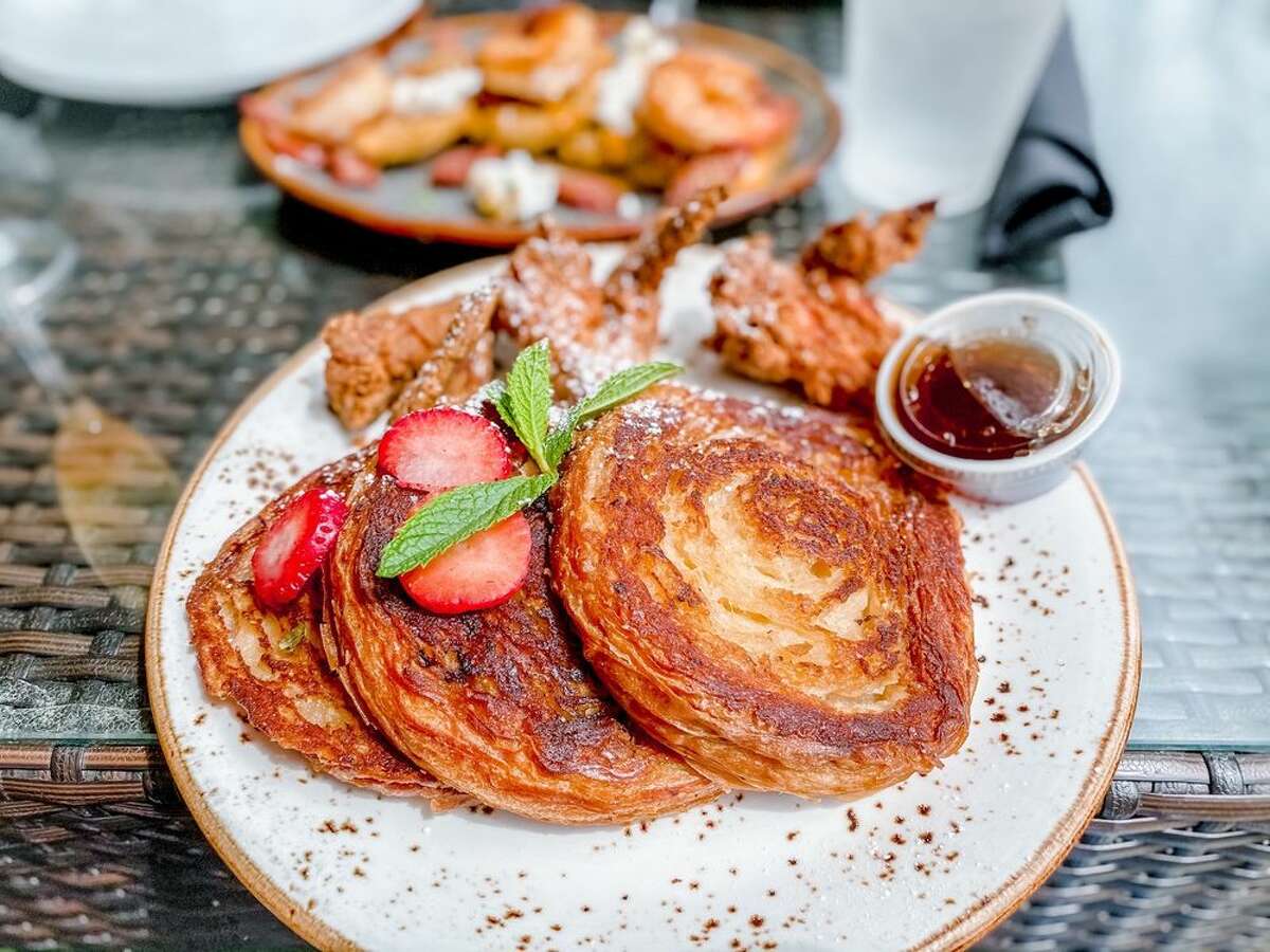 Croissant French toast with fried chicken from Lucille's.