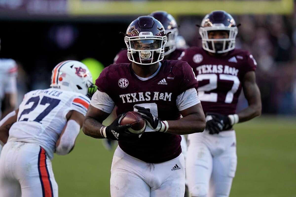 Texas A&M defensive lineman DeMarvin Leal, after making a play against Auburn last season, was taken by the Steelers in the third round with pick 84.