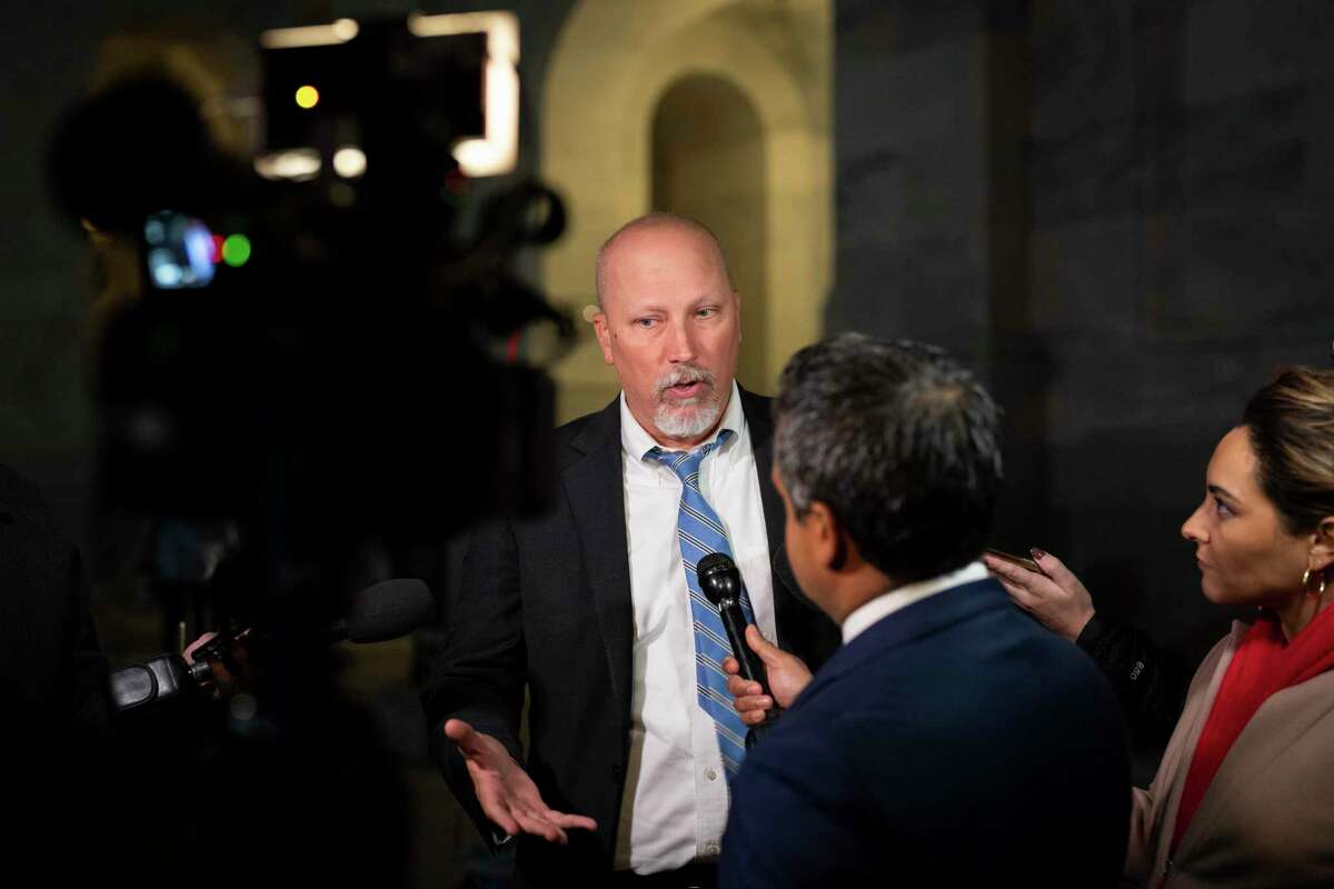 Rep. Chip Roy, R-Texas, speaks to reporters at the Capitol in this December 2021 photo.