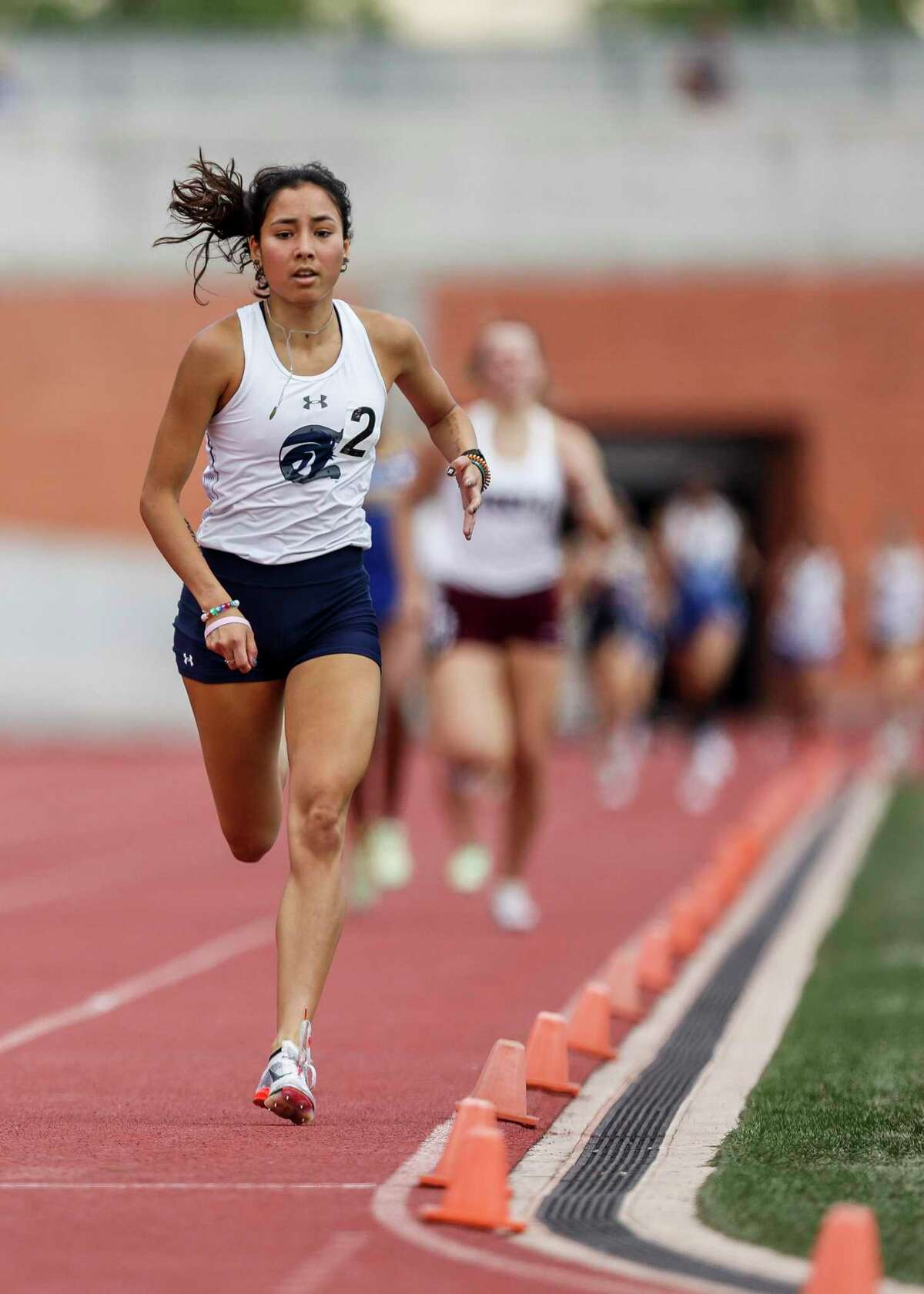 Boerne Champion senior Anastacia Gonzales competes in in the Region IV-5A Girls 800 Meter final at Heroes Stadium in San Antonio, Texas, Saturday, April 30, 2022.