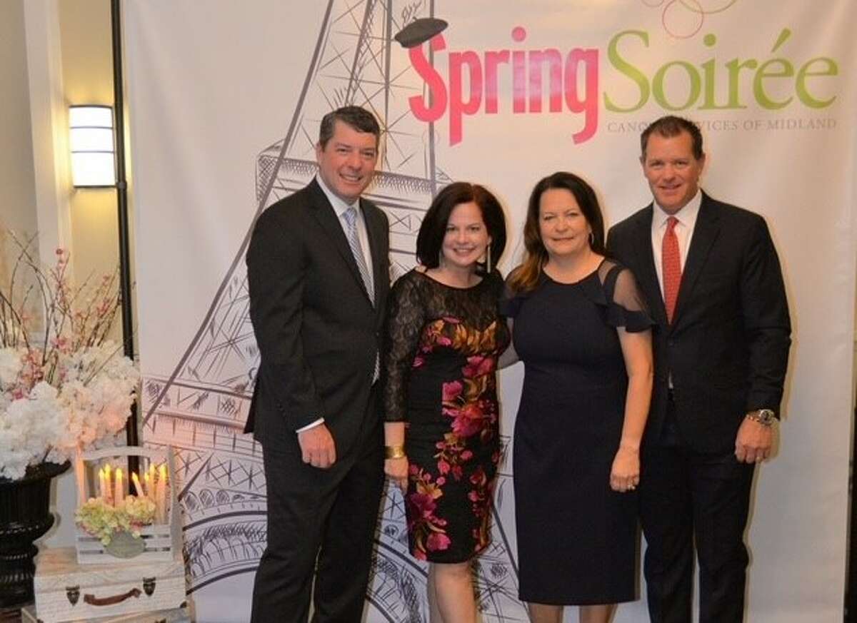 Cancer Services Spring Soiree honorary chairs pose for a picture at the fundraiser on Saturday, April 30, 2022 at Midland Country Club. Pictured from left are Ward Bentley, Rebecca Bentley, Amy Wilson and John Wilson.