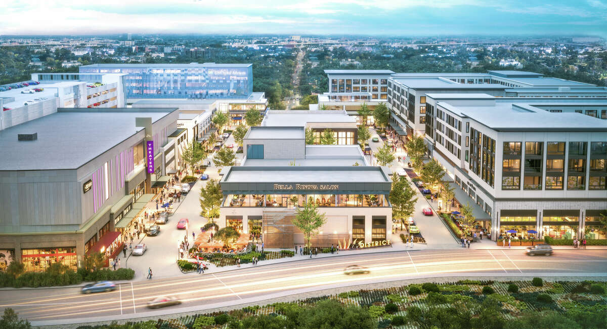 A rendering shows River Oaks District from Bettis Drive. Festival Cos. launched renovations that will bring additional outdoor spaces for restaurant seating, a revitalized central plaza, a new pocket park, landscaping and sidewalk improvements. 