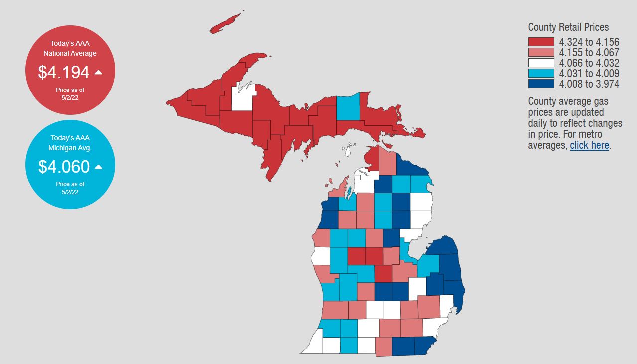 AAA: Michigan gas prices over $4 per gallon