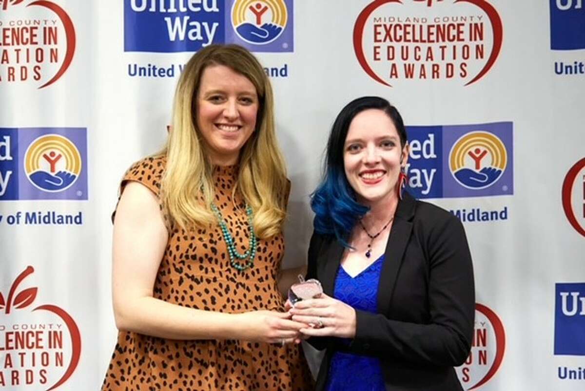 Amanda Byars of Young Women's Leadership Academy and Emily Holeva, chair of the Excellence in Education Awards