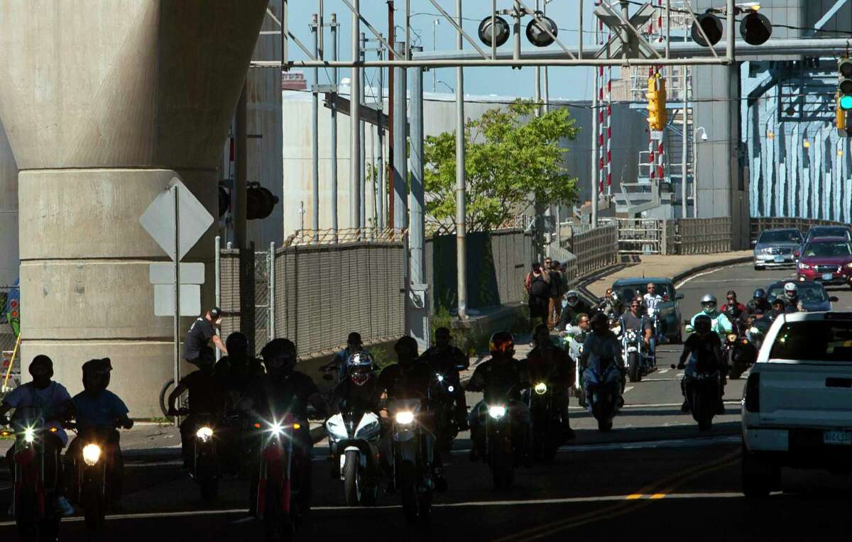 File photo, bikers arrive to take part in EastCoastin' 2021 in New Haven, Conn., on Saturday September 25, 2021.