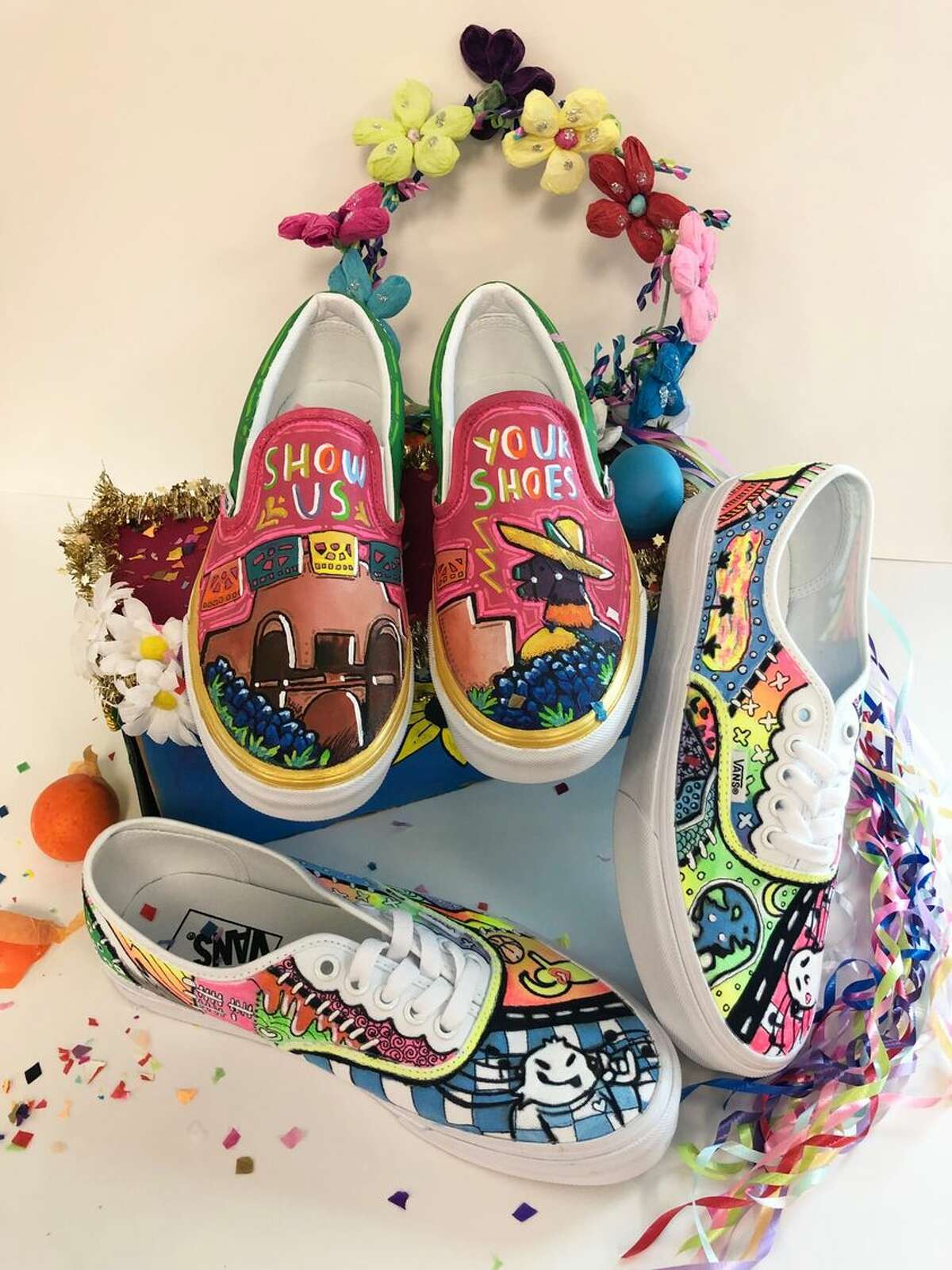 The Vans shoes two San Antonio students designed that could win $50,000 for Jay High School. 