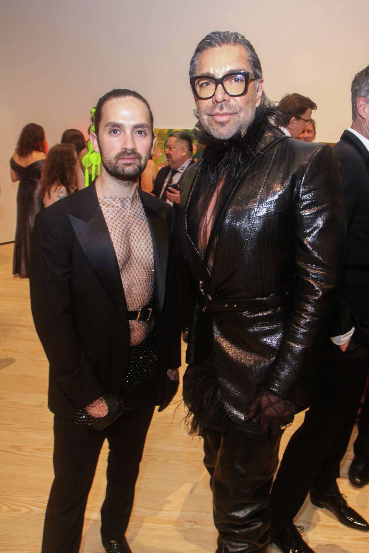 Tarek Bjeirmi, left, and Ceron at Contemporary Arts Museum Houston recreation of a Berlin nightclub for this year's "Underground" themed gala in Houston on April 30, 2022.
