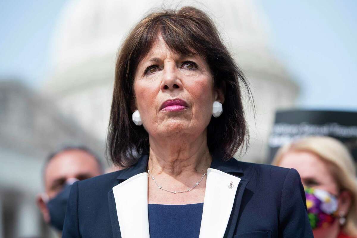 UNITED STATES - SEPTEMBER 15: Rep. Jackie Speier, D-Calif., attends a news conference outside the Capitol to announce the bipartisan I Am Vanessa Guillén Act, on Wednesday, September 16, 2020, named after Army Spc. Vanessa Guillén, who was murdered while stationed at Fort Hood in Texas. The bill calls for reform to the militarys response to missing servicemembers and reports of sexual harassment and sexual assault. (Photo By Tom Williams/CQ-Roll Call, Inc via Getty Images)