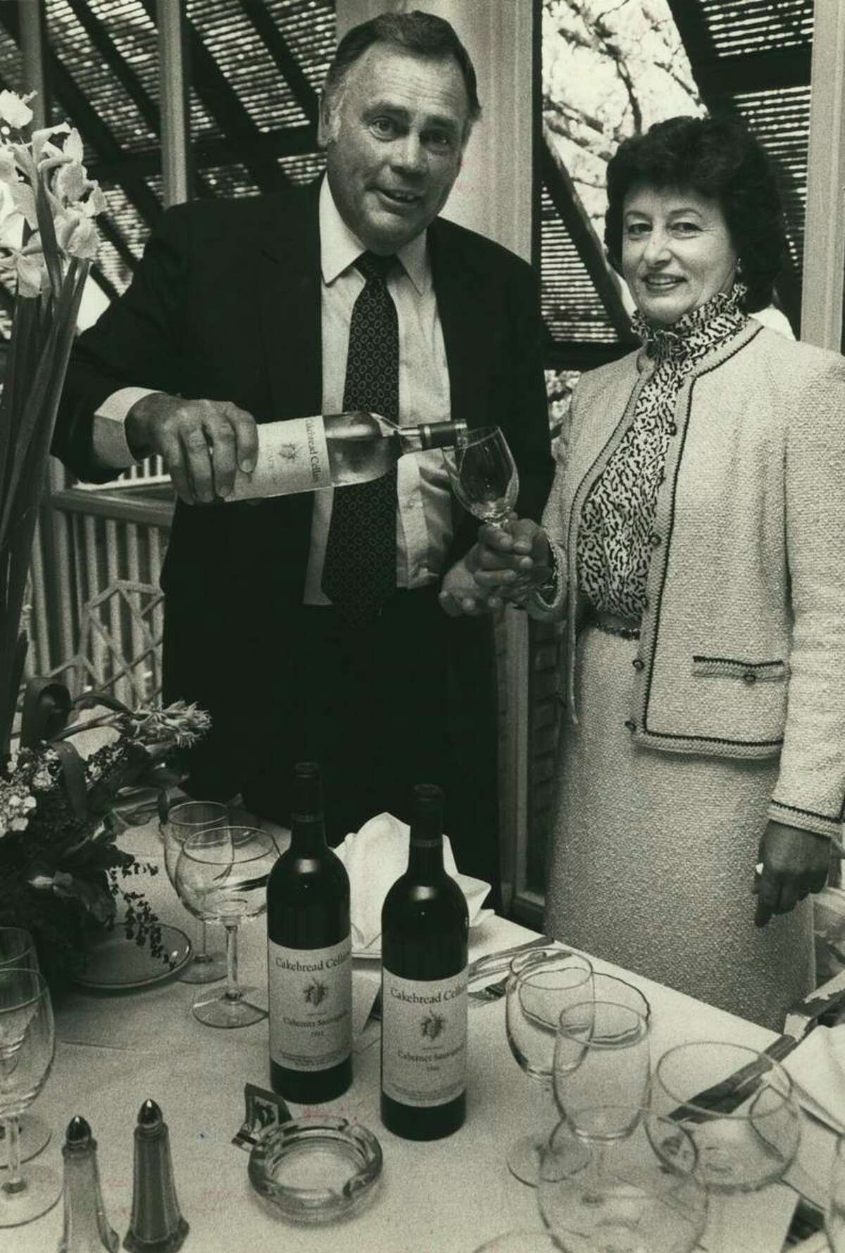 Jack and Dolores Cakebread in Houston in 1984, on a tour to celebrate their winery’s 10th anniversary.