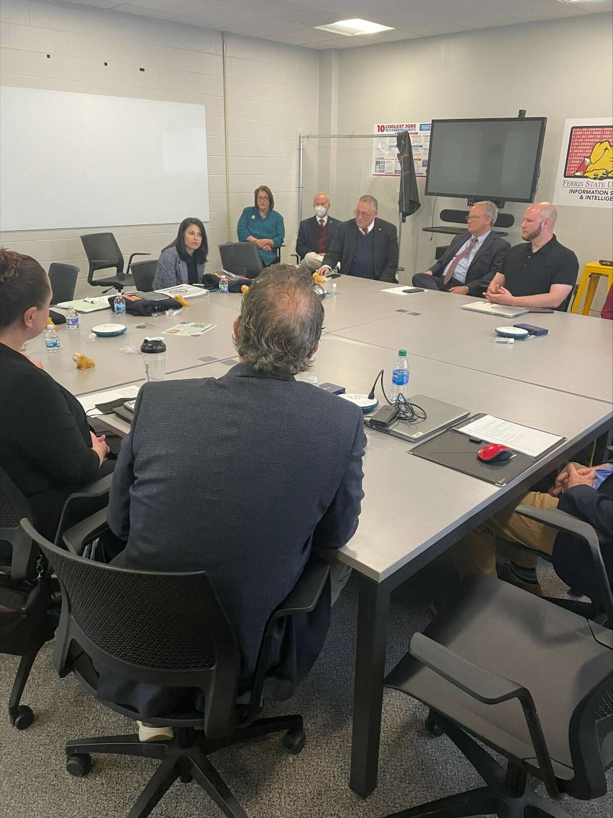 Michigan Attorney General Dana Nessel visited with professors and students at the Center for Cybersecurity and Data Sciences this week to discuss ways to combat cyber crimes.