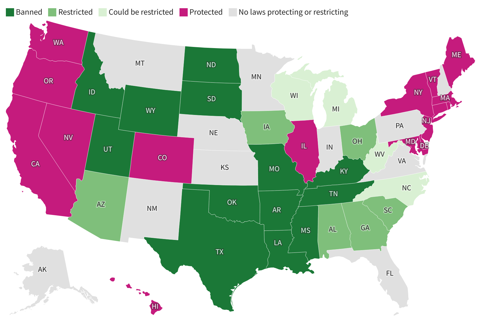 Abortion rights map of America: What Roe v. Wade ruling will mean
