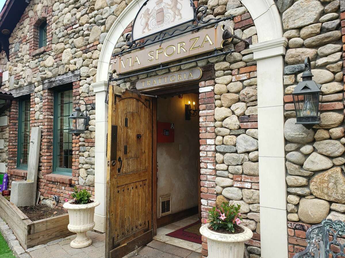 The welcoming entrance to the Via Sforza Trattoria in Westport.