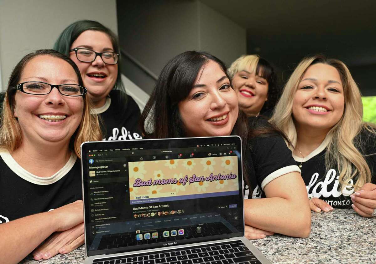 Members of the Facebook group Bad Moms of San Antonio include, from left, Krista Thomas, Robin Clayton, group founder Vanessa Keebler, Klarissa Moyeno and Christy Gonzalez. Bad Moms members share their frustrations and sometimes laugh about the challenges of trying to be perfect mothers.