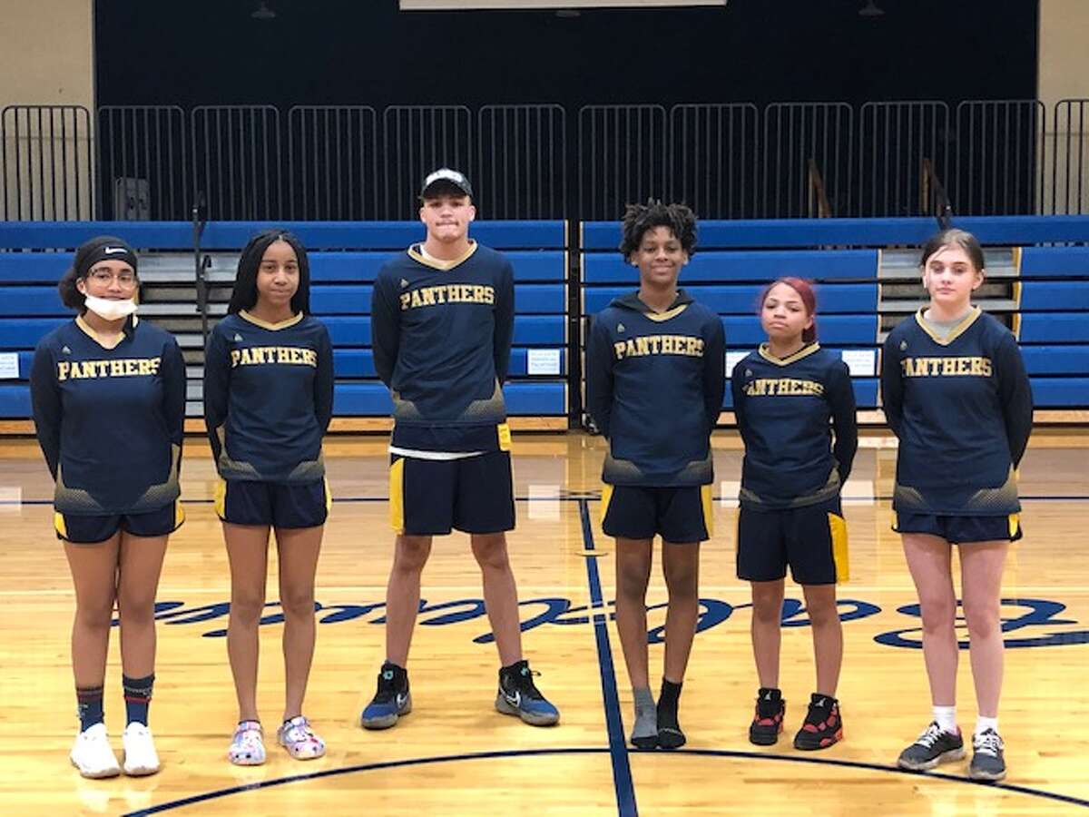 Baldwin Middle School track standouts: From left to right: Monica Perfitt, Ra’Kyah Smith, Marcus Martin, Chance Dockery, Khloe Toliver and Jerika Mabrey.