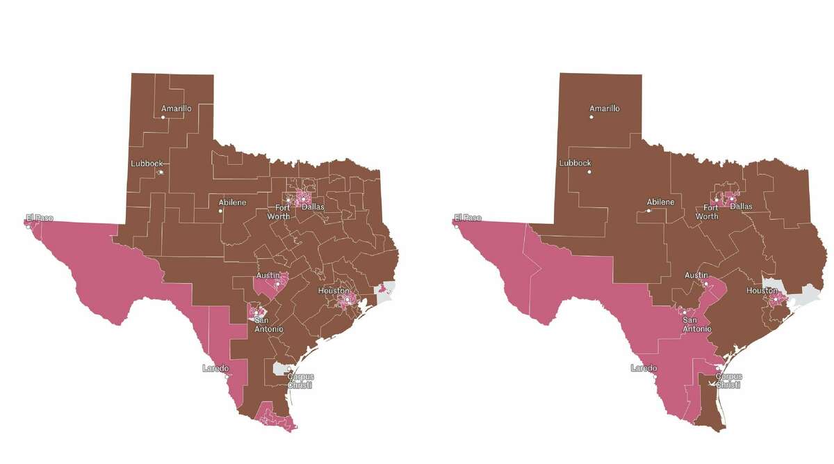 Maps illustrating Texas House and Senate votes for the 2021 Heartbeat Bill.