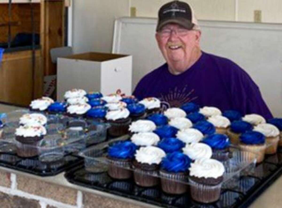 Dan Moore, a member of the volunteer park association “Little Rae of Sunshine” handed out free cupcakes to all in attendance when the village of Marine celebrated its 184th anniversary on April 23 at Marine Village Park.