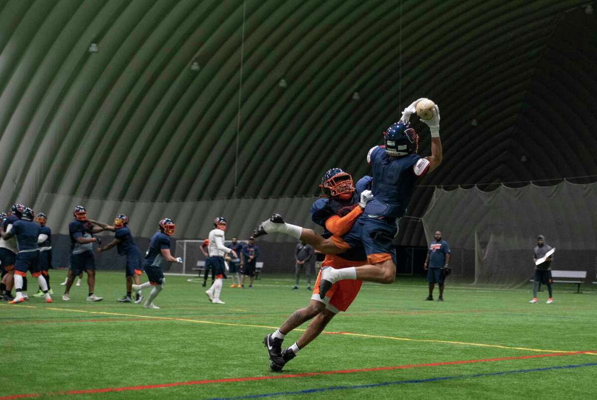 Albany Empire players run through drills during practice on Wednesday, May 4, 2022, in Schenectady, N.Y.