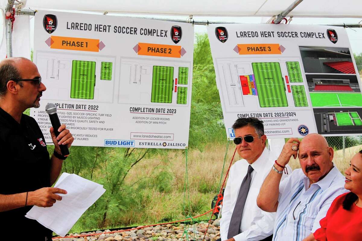 Laredo Heat SC President Shashi Vaswani details the organization’s six-acre site to members of the community Wednesday.