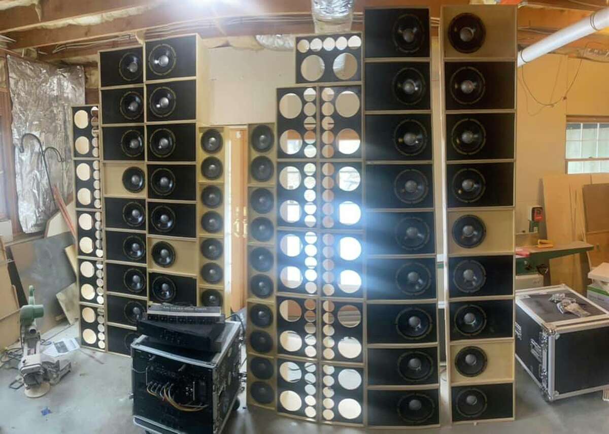 Building is in progress for the half-scale version of the "Wall of Sound."