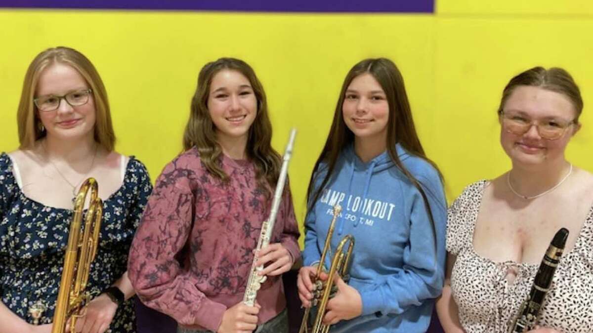 Musicians from Frankfort High School earned high ranks at the Michigan Band and Orchestra Association include, (left to right,) Julia Michalowski, Gwen Dunaway, Samantha Tester and Serenity Schulz.