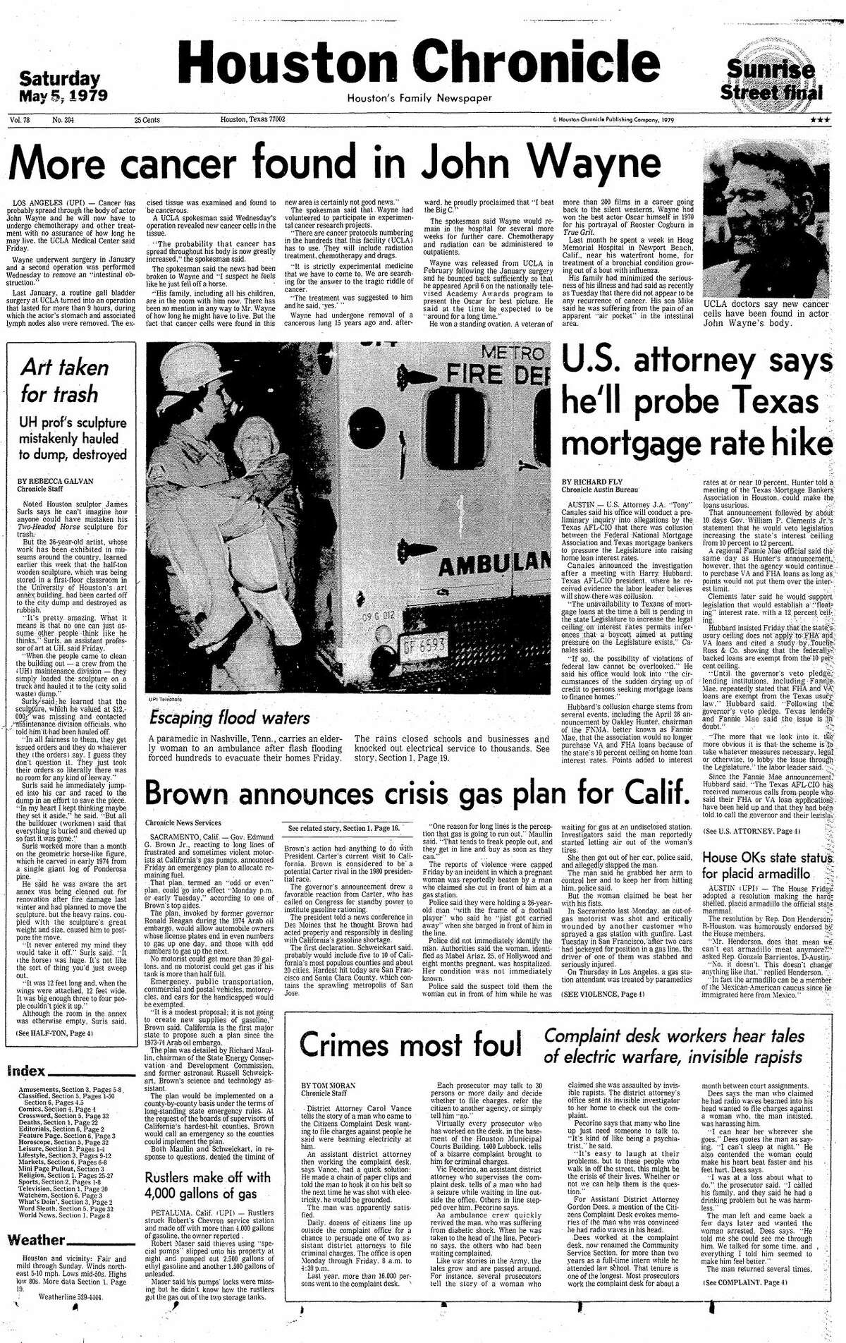 Houston Chronicle front page for May 5, 1979.