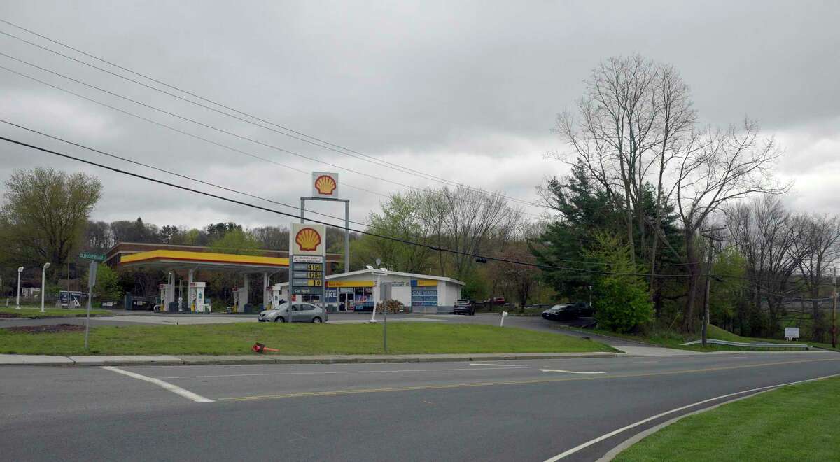 Owners of the Shell gas station, 101 Newtown Road and corner of Old Sherman Tnpk, have proposed redeveloping the site with an extended convenience store and six new gas pumps. As part of this development they will need to use almost 3,000 square feet of city land for parking. Tuesday, May 3, 2022, Danbury, Conn.