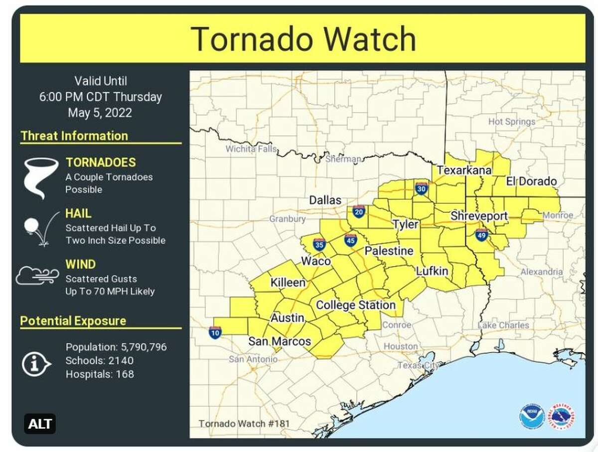 College Station under tornado watch, Houston to see severe storms