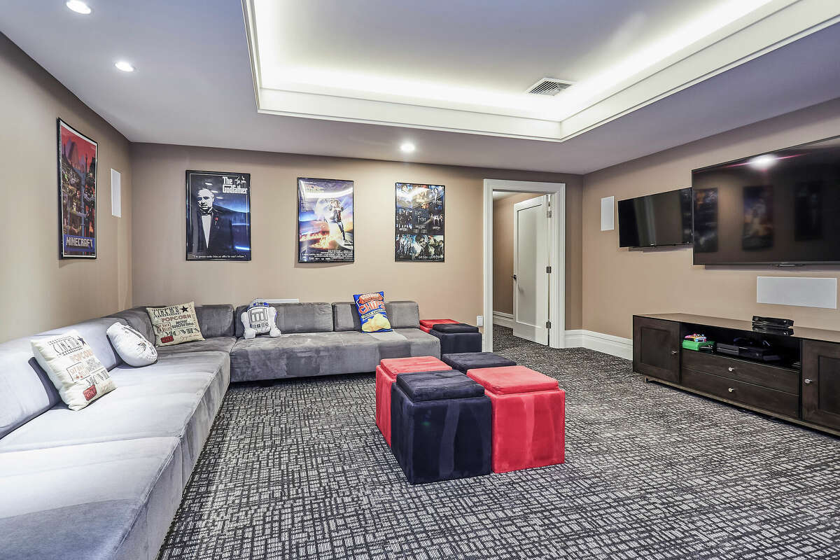 The media room in the home on 121 Imperial Avenue in Westport, Conn.