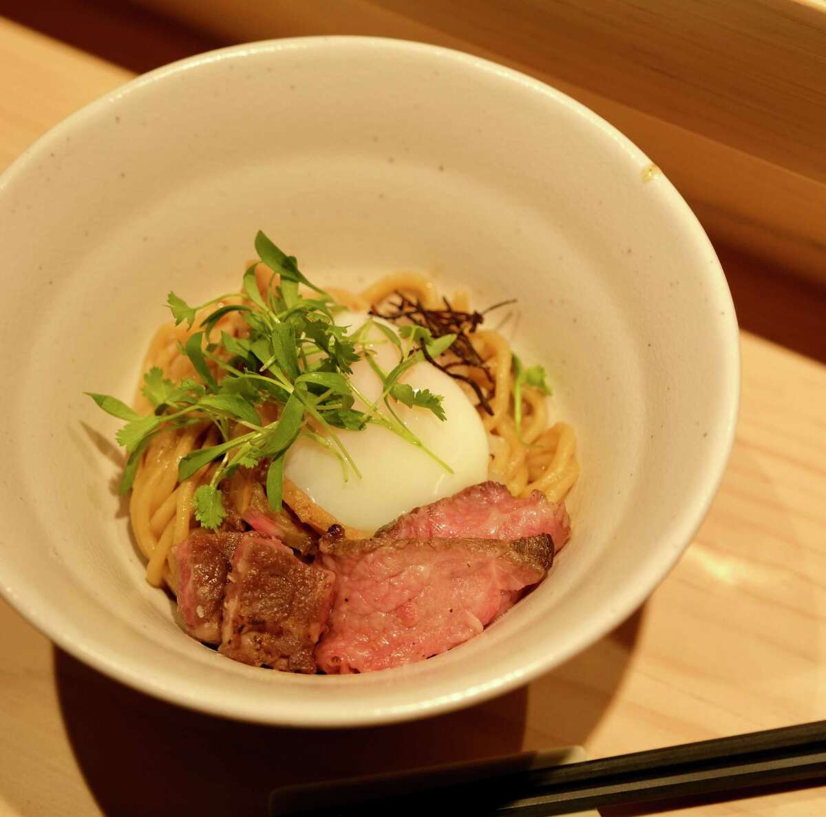 A5 Wagyu abura soba ramen from Noodle in a Haystack in San Francisco.