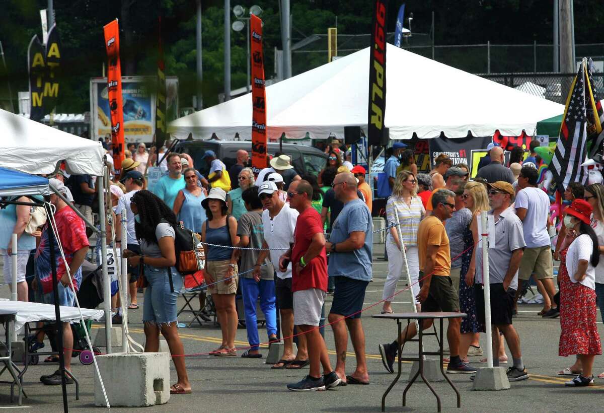 The 47th Annual Milford Oyster Festival in downtown Milford, Conn., on Saturday August 21, 2021. The 48th Annual Milford Oyster Festival will take place on Saturday, Aug. 20, 2022, from 10 a.m. to 6 p.m.