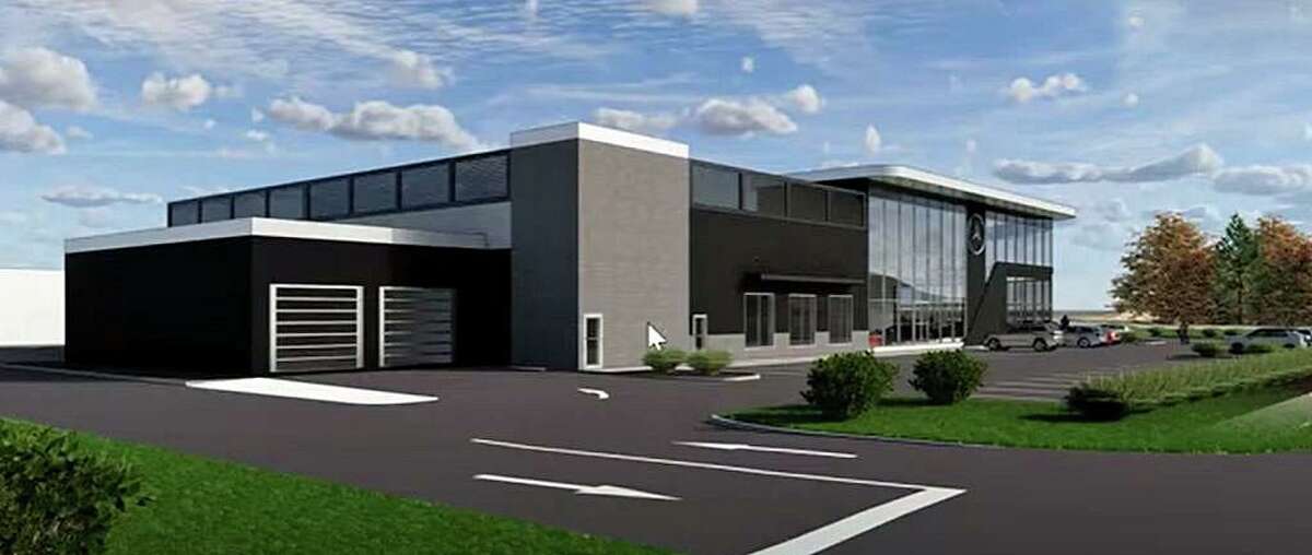 A rendering of a proposed Mercedes-Benz dealership at Miry Brook and Sugar Hollow roads in Danbury.