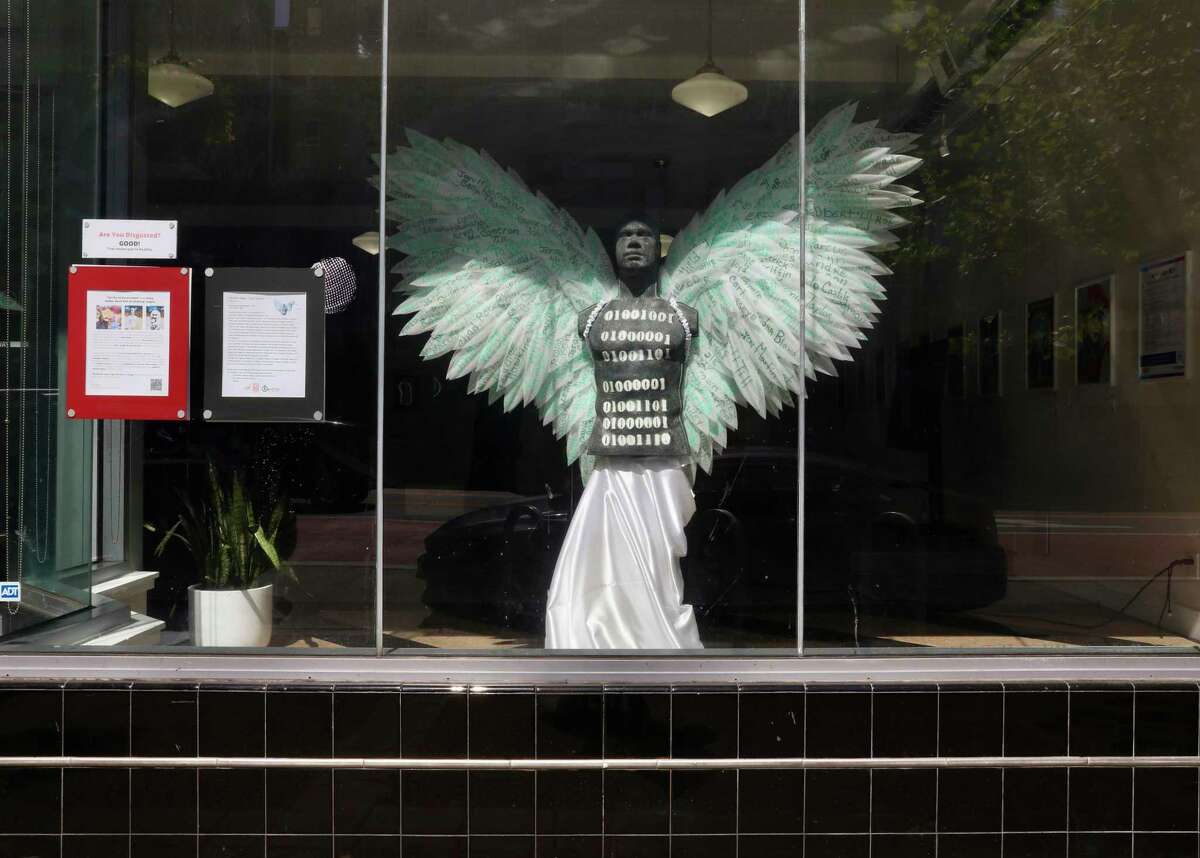 Oakland artist Tracy Brown used a rubber target dummy as the centerpiece of an art installation drawing attention to the dehumanization of Black bodies. The installation was part of Brown’s successful campaign to get the federal government to stop facilitating the sale of the problematic figurines.